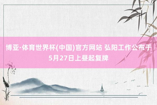 博亚·体育世界杯(中国)官方网站 弘阳工作公布于5月27日上昼起复牌