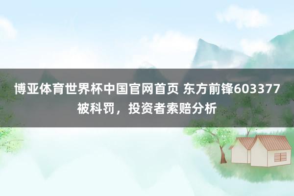 博亚体育世界杯中国官网首页 东方前锋603377被科罚，投资者索赔分析