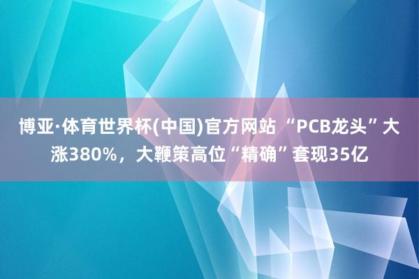 博亚·体育世界杯(中国)官方网站 “PCB龙头”大涨380%，大鞭策高位“精确”套现35亿