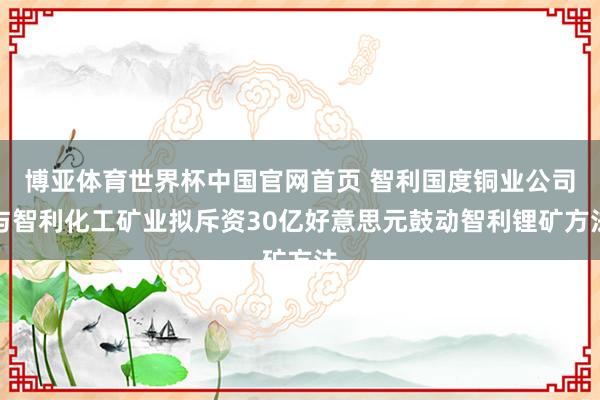 博亚体育世界杯中国官网首页 智利国度铜业公司与智利化工矿业拟斥资30亿好意思元鼓动智利锂矿方法