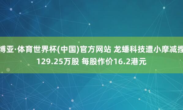 博亚·体育世界杯(中国)官方网站 龙蟠科技遭小摩减捏129.25万股 每股作价16.2港元