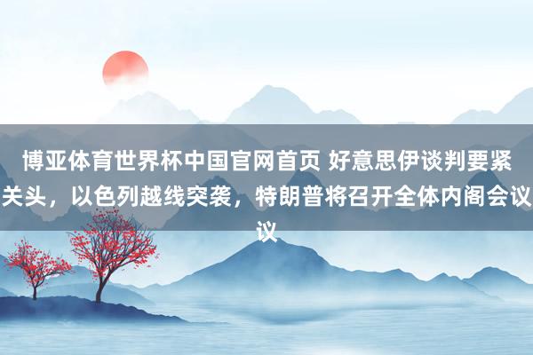 博亚体育世界杯中国官网首页 好意思伊谈判要紧关头，以色列越线突袭，特朗普将召开全体内阁会议