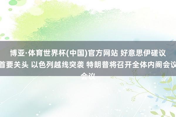 博亚·体育世界杯(中国)官方网站 好意思伊磋议首要关头 以色列越线突袭 特朗普将召开全体内阁会议