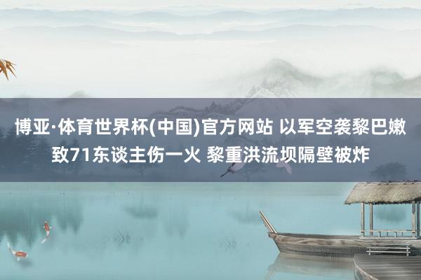 博亚·体育世界杯(中国)官方网站 以军空袭黎巴嫩致71东谈主伤一火 黎重洪流坝隔壁被炸