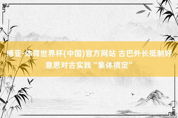 博亚·体育世界杯(中国)官方网站 古巴外长抵制好意思对古实践“集体搞定”