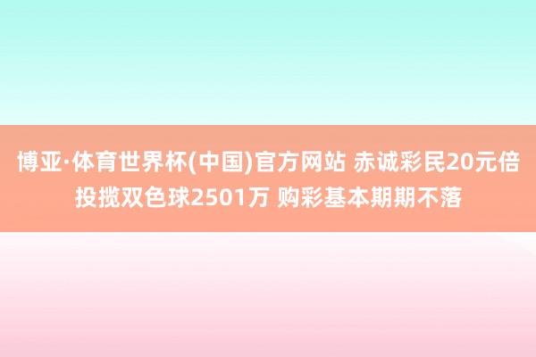 博亚·体育世界杯(中国)官方网站 赤诚彩民20元倍投揽双色球2501万 购彩基本期期不落