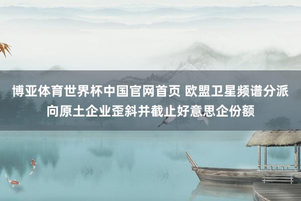 博亚体育世界杯中国官网首页 欧盟卫星频谱分派向原土企业歪斜并截止好意思企份额