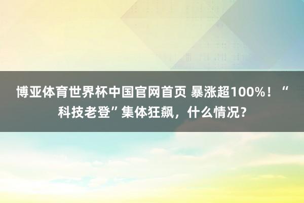 博亚体育世界杯中国官网首页 暴涨超100%！“科技老登”集体狂飙，什么情况？