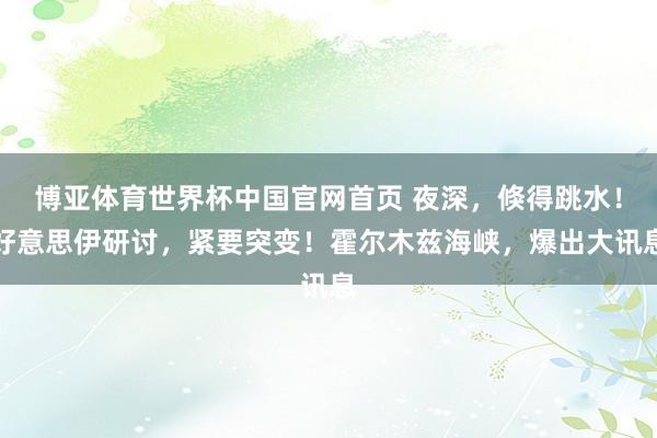 博亚体育世界杯中国官网首页 夜深，倏得跳水！好意思伊研讨，紧